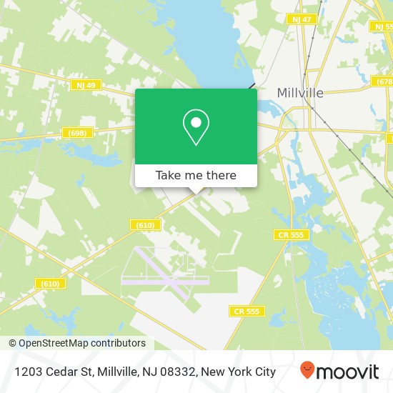 Mapa de 1203 Cedar St, Millville, NJ 08332