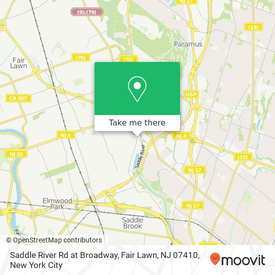 Mapa de Saddle River Rd at Broadway, Fair Lawn, NJ 07410