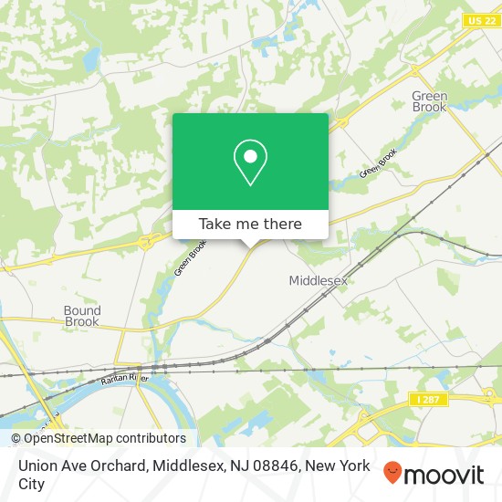 Mapa de Union Ave Orchard, Middlesex, NJ 08846