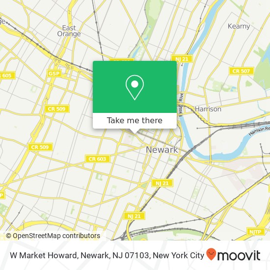 Mapa de W Market Howard, Newark, NJ 07103