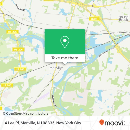 Mapa de 4 Lee Pl, Manville, NJ 08835