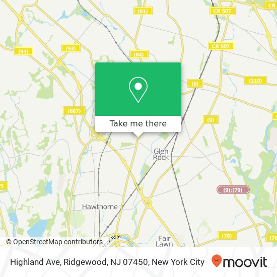 Mapa de Highland Ave, Ridgewood, NJ 07450