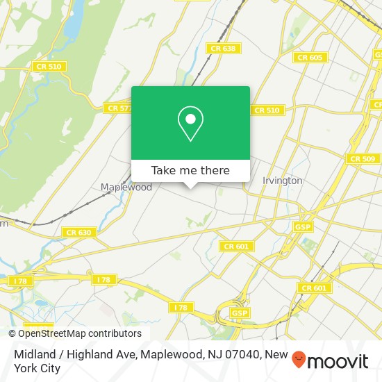 Midland / Highland Ave, Maplewood, NJ 07040 map
