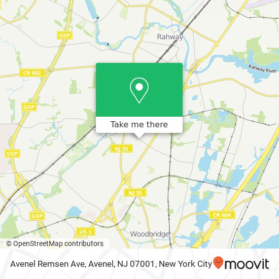 Mapa de Avenel Remsen Ave, Avenel, NJ 07001