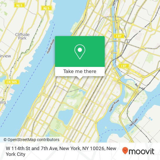 Mapa de W 114th St and 7th Ave, New York, NY 10026
