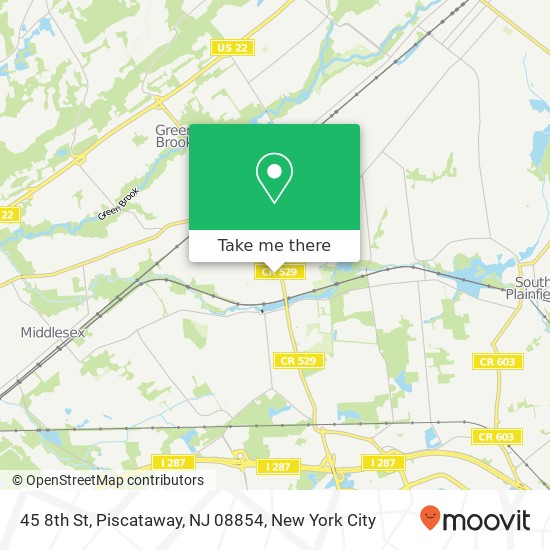Mapa de 45 8th St, Piscataway, NJ 08854