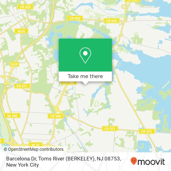 Mapa de Barcelona Dr, Toms River (BERKELEY), NJ 08753