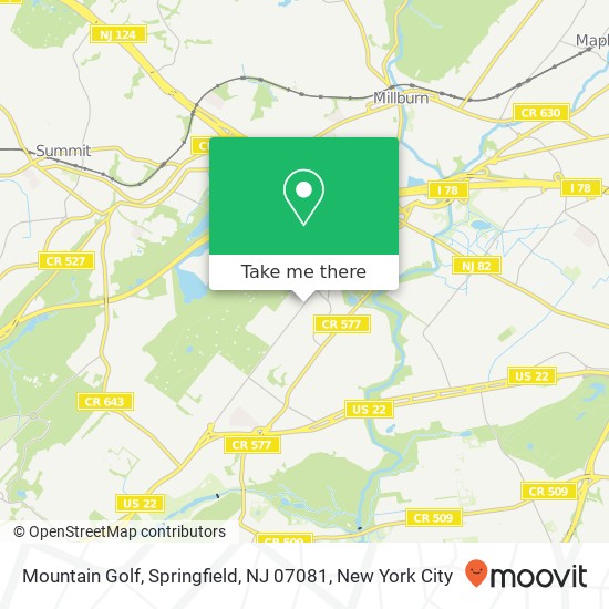 Mapa de Mountain Golf, Springfield, NJ 07081