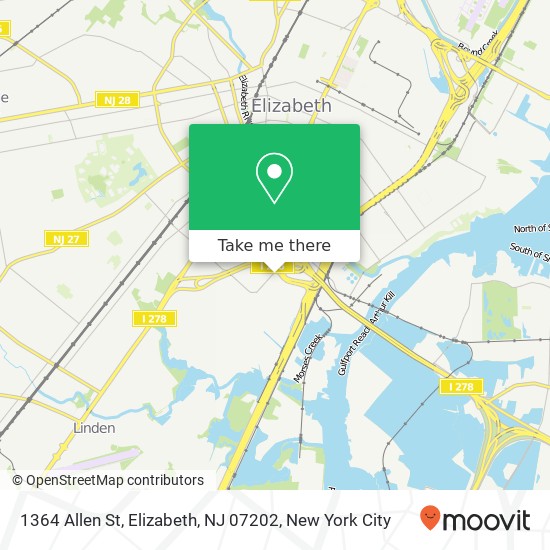 Mapa de 1364 Allen St, Elizabeth, NJ 07202