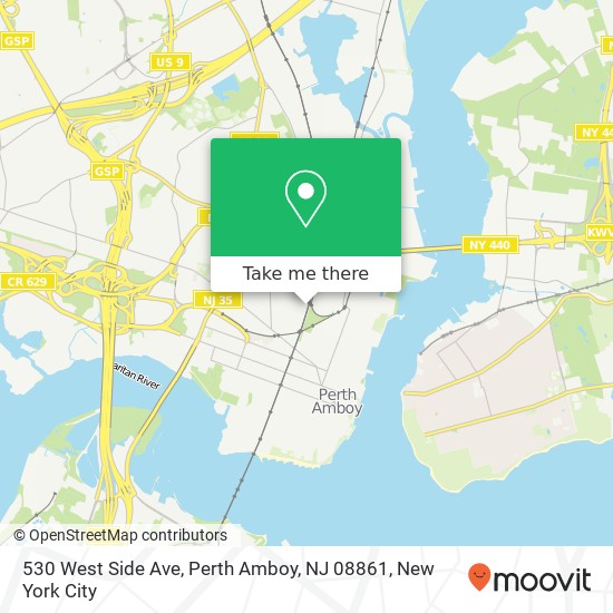 Mapa de 530 West Side Ave, Perth Amboy, NJ 08861