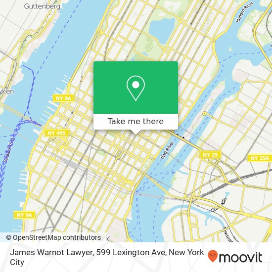 Mapa de James Warnot Lawyer, 599 Lexington Ave