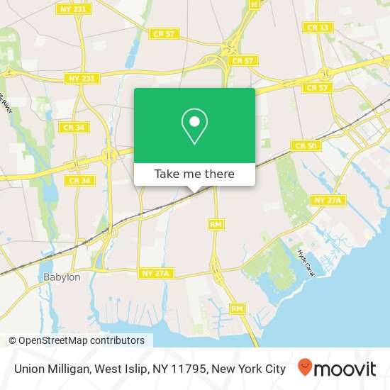Mapa de Union Milligan, West Islip, NY 11795