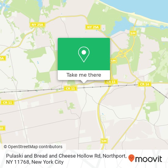 Mapa de Pulaski and Bread and Cheese Hollow Rd, Northport, NY 11768