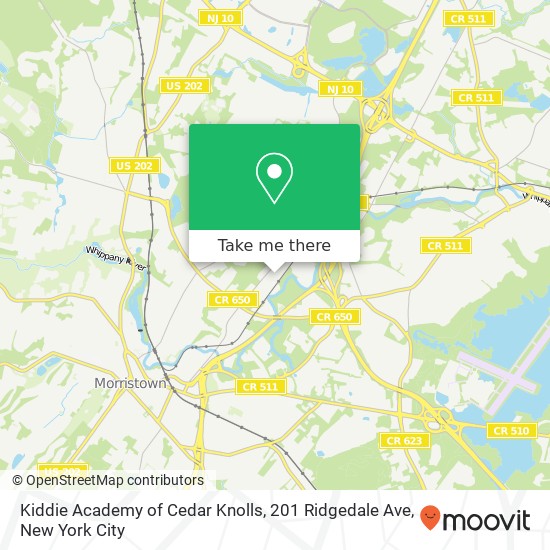 Mapa de Kiddie Academy of Cedar Knolls, 201 Ridgedale Ave