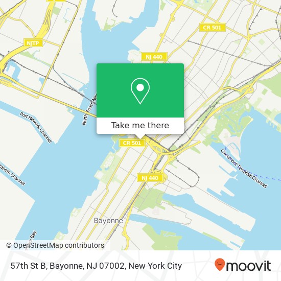 Mapa de 57th St B, Bayonne, NJ 07002