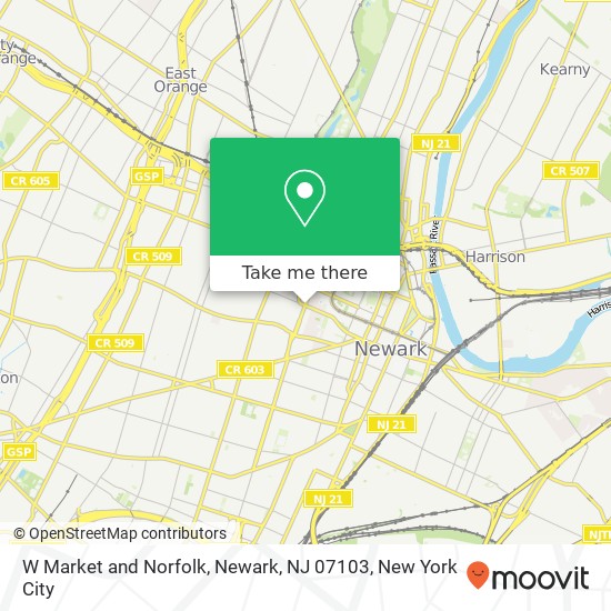 W Market and Norfolk, Newark, NJ 07103 map