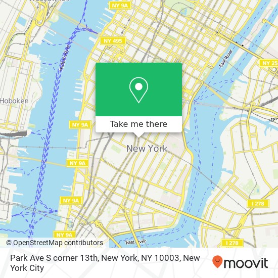 Park Ave S corner 13th, New York, NY 10003 map