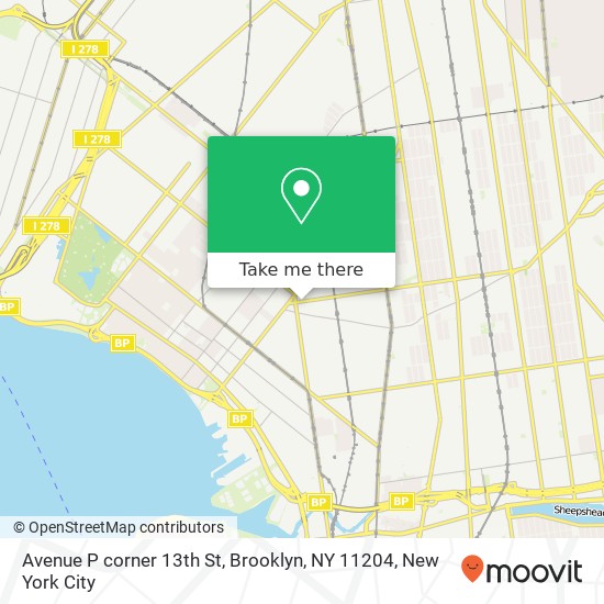 Mapa de Avenue P corner 13th St, Brooklyn, NY 11204