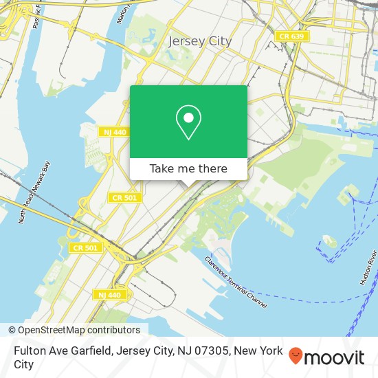 Mapa de Fulton Ave Garfield, Jersey City, NJ 07305