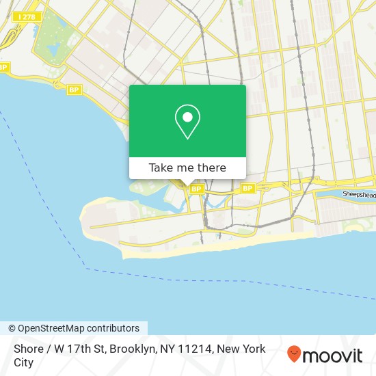 Mapa de Shore / W 17th St, Brooklyn, NY 11214