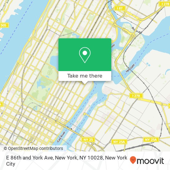 E 86th and York Ave, New York, NY 10028 map