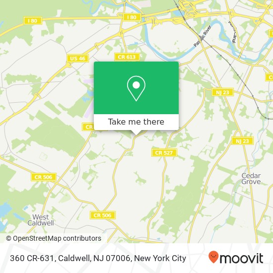 Mapa de 360 CR-631, Caldwell, NJ 07006