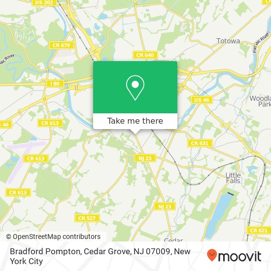 Mapa de Bradford Pompton, Cedar Grove, NJ 07009