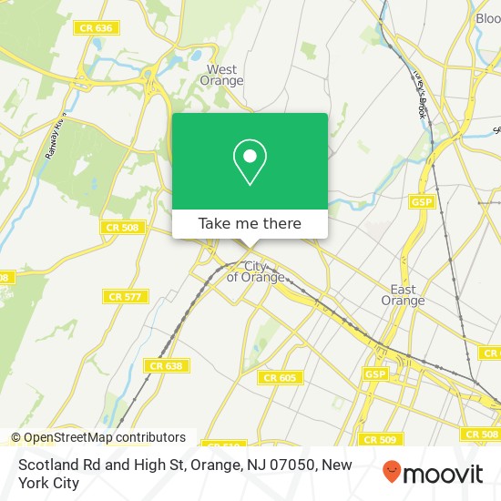 Mapa de Scotland Rd and High St, Orange, NJ 07050