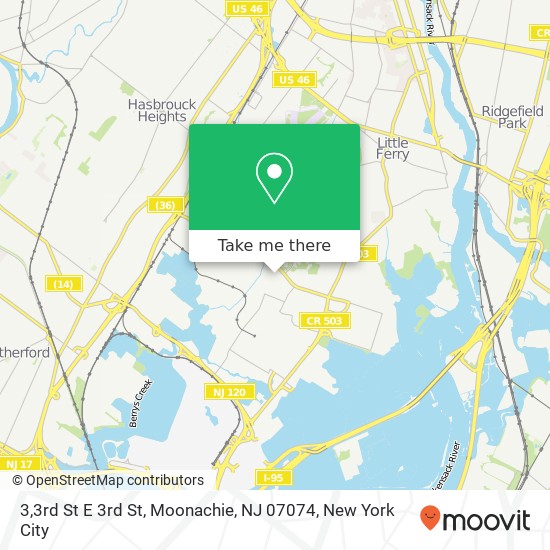 Mapa de 3,3rd St E 3rd St, Moonachie, NJ 07074