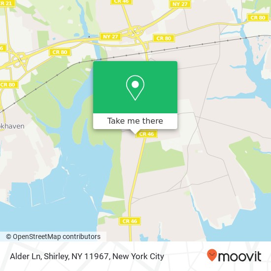 Mapa de Alder Ln, Shirley, NY 11967