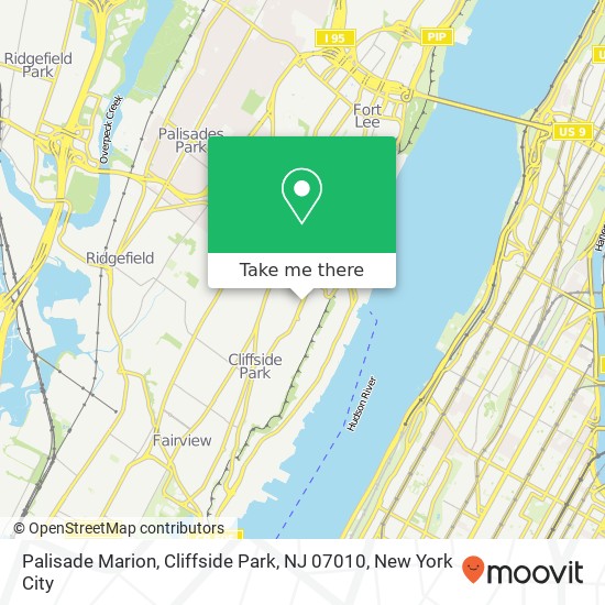 Mapa de Palisade Marion, Cliffside Park, NJ 07010