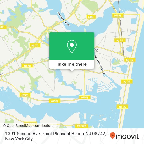 Mapa de 1391 Sunrise Ave, Point Pleasant Beach, NJ 08742