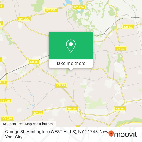 Mapa de Grange St, Huntington (WEST HILLS), NY 11743
