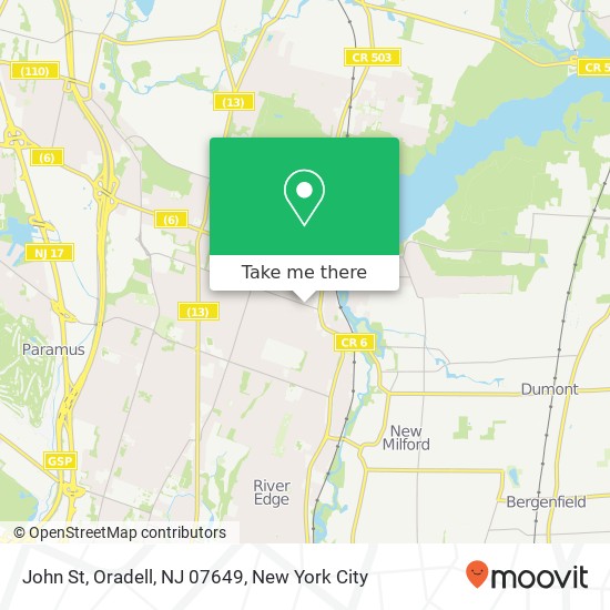 Mapa de John St, Oradell, NJ 07649