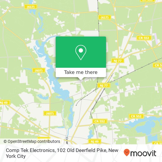 Mapa de Comp Tek Electronics, 102 Old Deerfield Pike