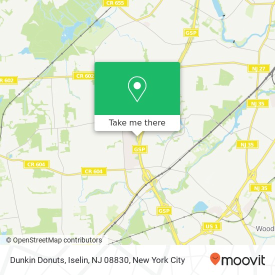 Mapa de Dunkin Donuts, Iselin, NJ 08830