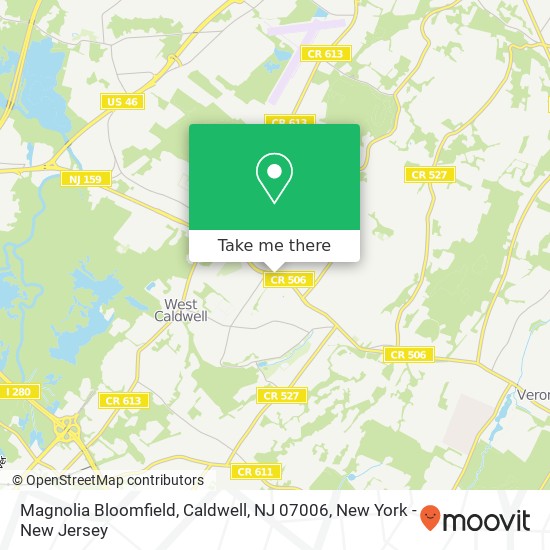 Mapa de Magnolia Bloomfield, Caldwell, NJ 07006