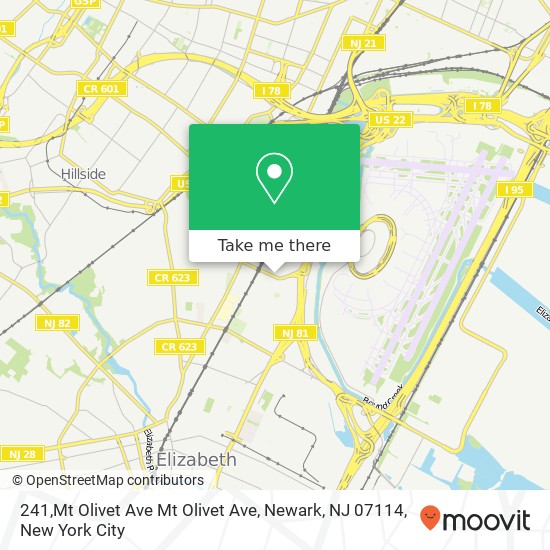 Mapa de 241,Mt Olivet Ave Mt Olivet Ave, Newark, NJ 07114