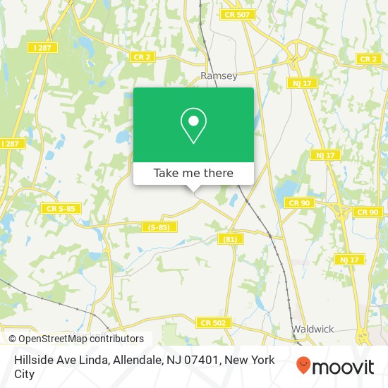 Mapa de Hillside Ave Linda, Allendale, NJ 07401