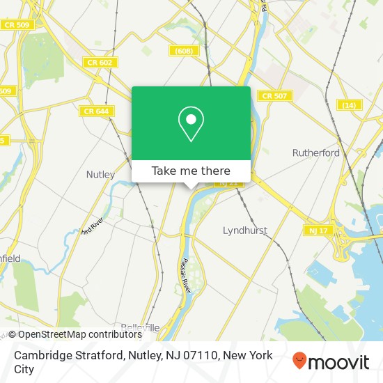 Mapa de Cambridge Stratford, Nutley, NJ 07110