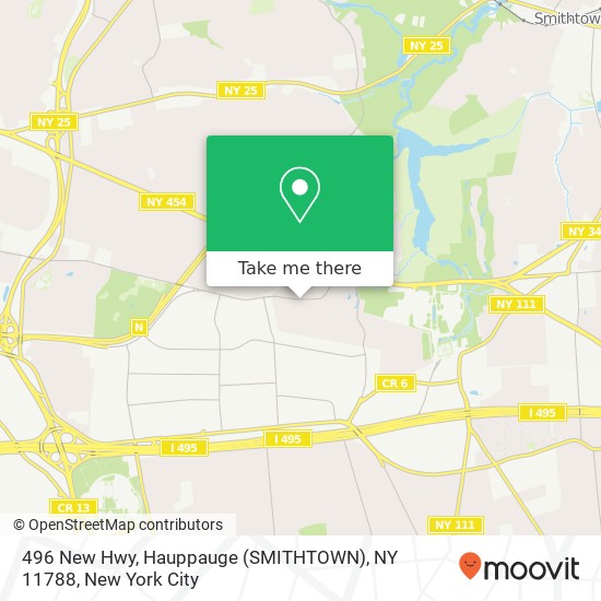Mapa de 496 New Hwy, Hauppauge (SMITHTOWN), NY 11788