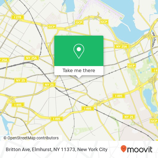 Mapa de Britton Ave, Elmhurst, NY 11373