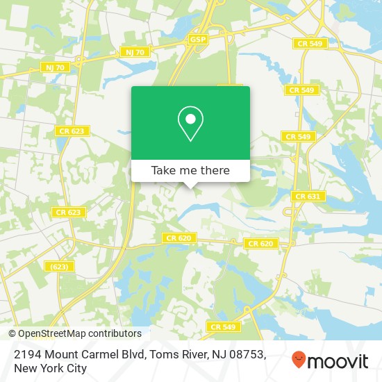 Mapa de 2194 Mount Carmel Blvd, Toms River, NJ 08753
