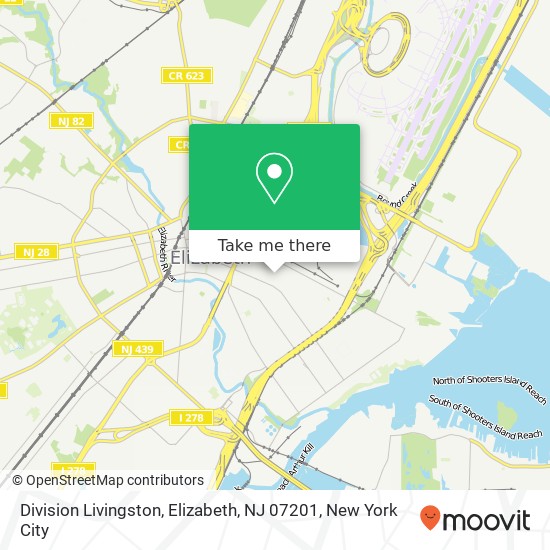 Mapa de Division Livingston, Elizabeth, NJ 07201