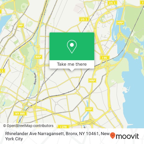 Mapa de Rhinelander Ave Narragansett, Bronx, NY 10461