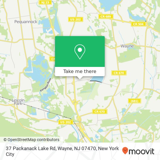 Mapa de 37 Packanack Lake Rd, Wayne, NJ 07470