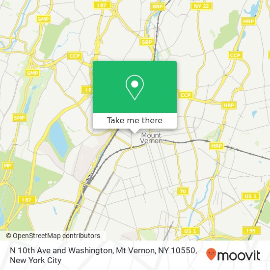 Mapa de N 10th Ave and Washington, Mt Vernon, NY 10550
