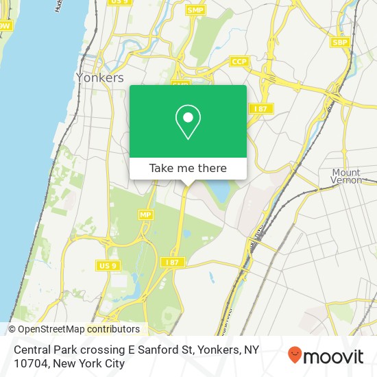 Mapa de Central Park crossing E Sanford St, Yonkers, NY 10704