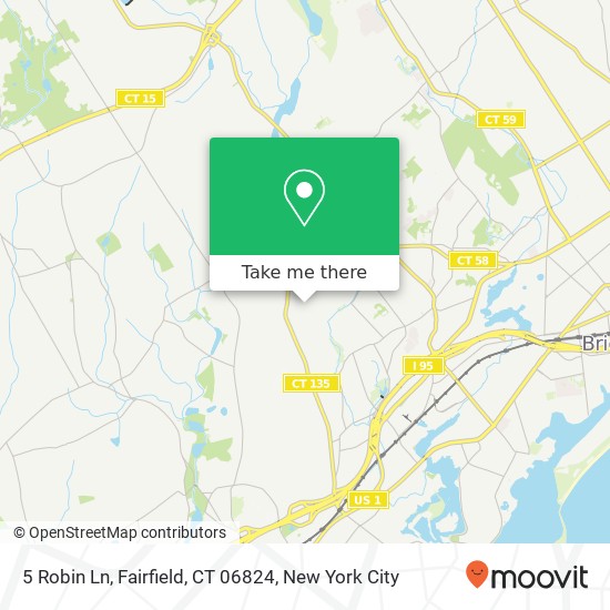 Mapa de 5 Robin Ln, Fairfield, CT 06824