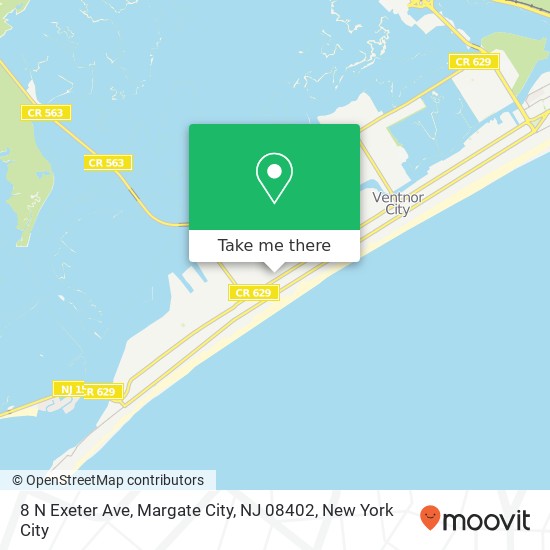 Mapa de 8 N Exeter Ave, Margate City, NJ 08402